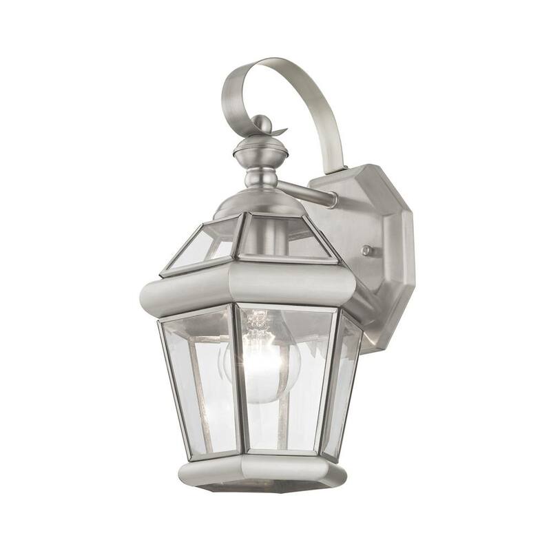 AVIANCE LIGHTING Cresthill 12 pulgadas 1 luz Linterna de pared exterior con cableado duro en níquel cepillado sin bombillas incluidas - HD08588