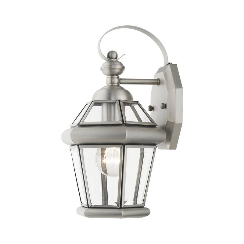 AVIANCE LIGHTING Cresthill 12 pulgadas 1 luz Linterna de pared exterior con cableado duro en níquel cepillado sin bombillas incluidas - HD08588