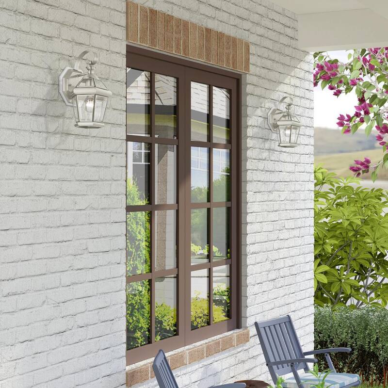 AVIANCE LIGHTING Cresthill 12 pulgadas 1 luz Linterna de pared exterior con cableado duro en níquel cepillado sin bombillas incluidas - HD08588