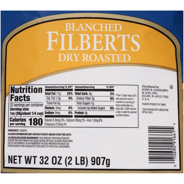 Avellanas enteras tostadas y sin cáscara Fisher Fisher de 32 oz., paquete de 3 - 91661A