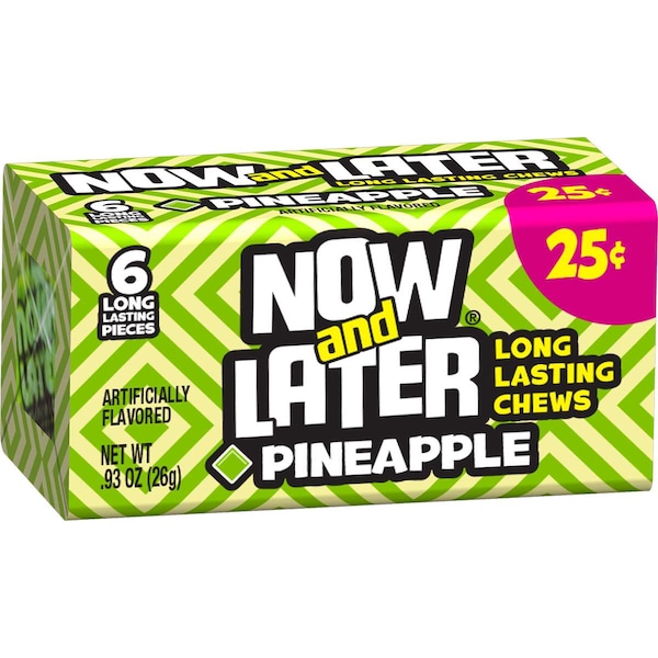 Ahora y después Chicles de Piña Now & Later, 6 piezas, .93 oz., paquete de 12 - 52106