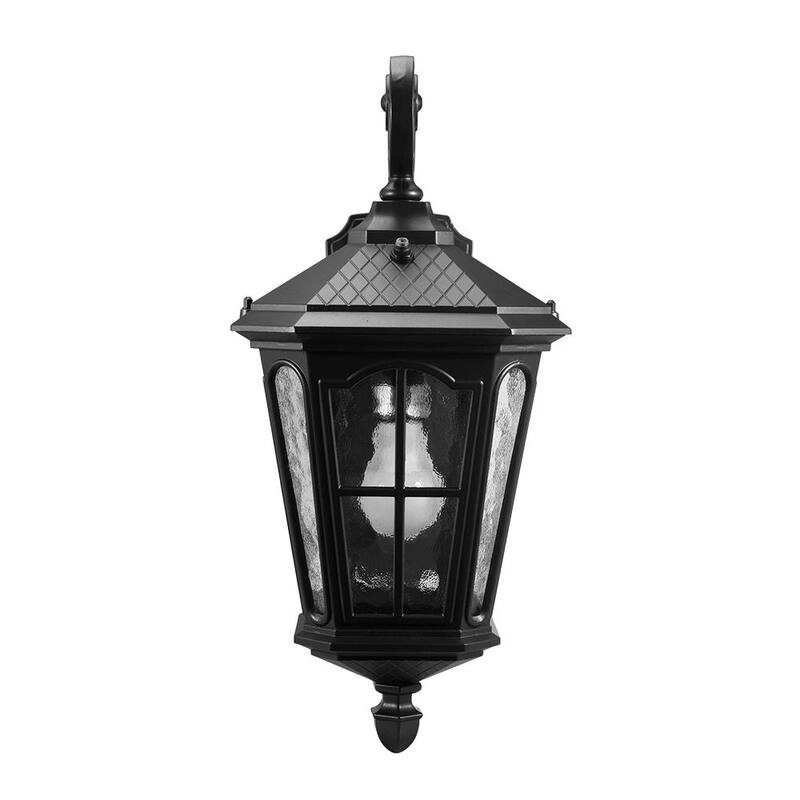 Luz de pared exterior LED negra KODA Bentham de 19.4 pulgadas con vidrio martillado al anochecer y al amanecer (incluye foco) - LM57752-1