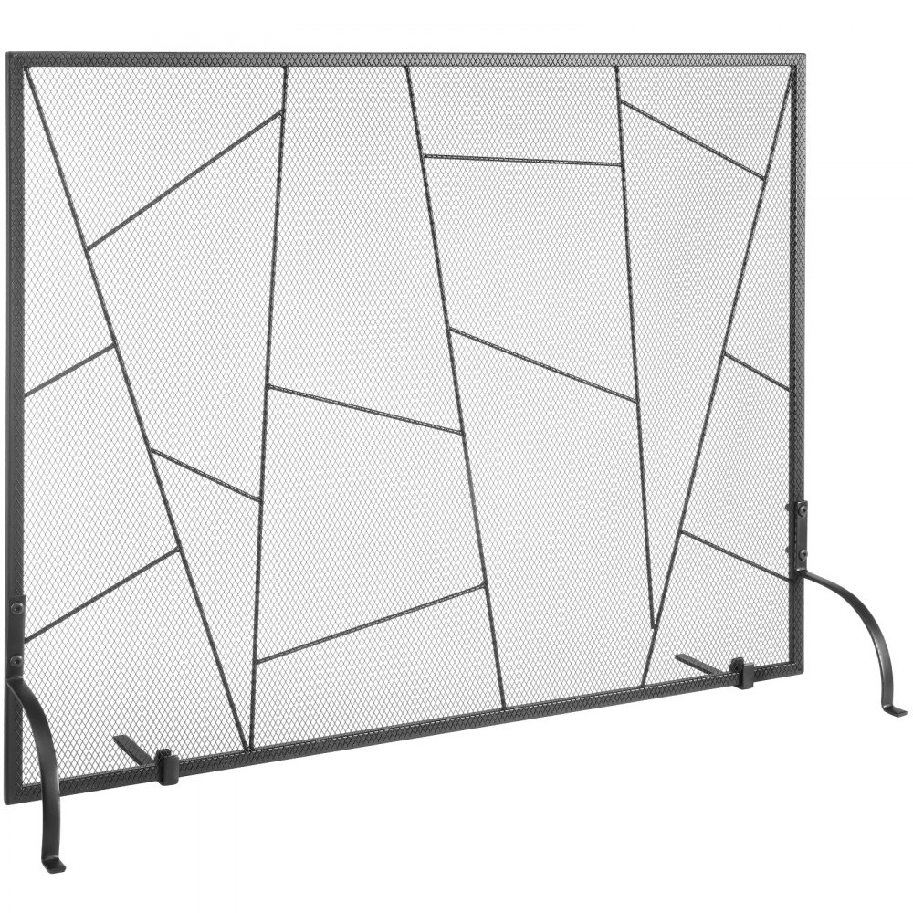 VEVOR Fireplace Screen Single Panel, Sturdy Iron Mesh Fireplace Screen, 35.6"(L) x28.4"(H) Spark Guard Cover, Simple Installation, Free Standing Fire Fence Grate for Living Room Home Decor Modern - BLMHSJY3545I7H0S1V0
