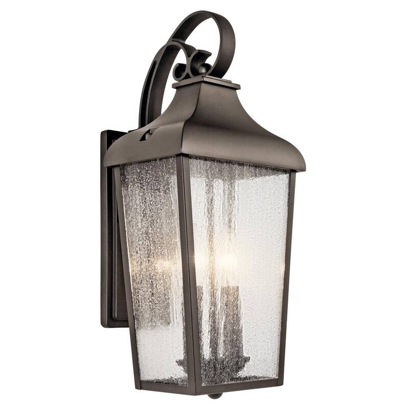 KICHLER Forestdale 18.5 pulgadas 2 Luces Linterna de Pared Exterior con Cableado Duro en Bronce Antiguo sin Bombillas Incluidas (1 Paquete) - 49736OZ
