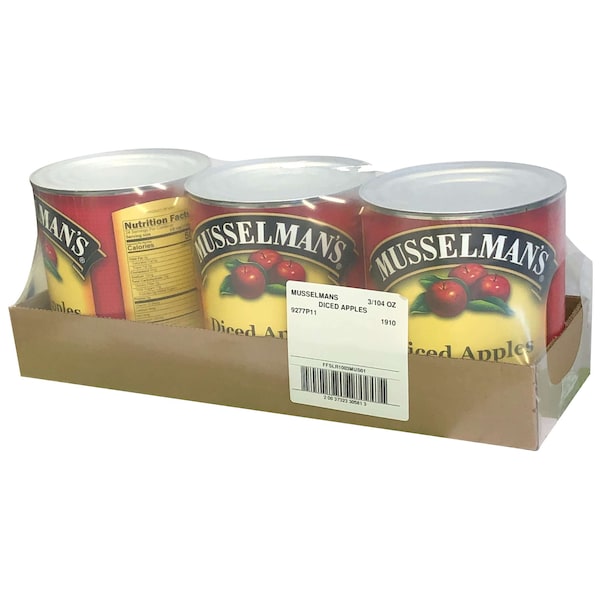 Musselmans Manzanas en Cubitos en Agua - Latas de 104 oz., Paquete de 3 - FFSLR1003MUS01