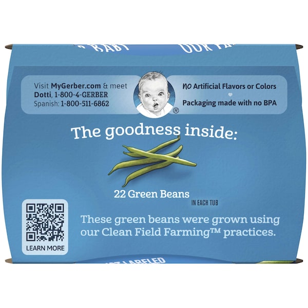 Alimento para bebé kosher de habas verdes Gerber 2nd Foods de 4 oz., paquete de 16 unidades - 00015000076511