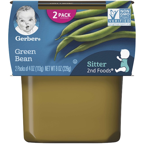 Alimento para bebé kosher de habas verdes Gerber 2nd Foods de 4 oz., paquete de 16 unidades - 00015000076511