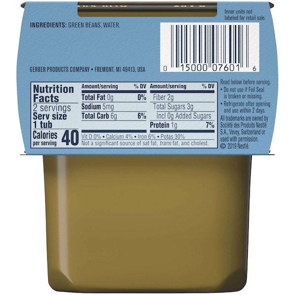 Alimento para bebé kosher de habas verdes Gerber 2nd Foods de 4 oz., paquete de 16 unidades - 00015000076511