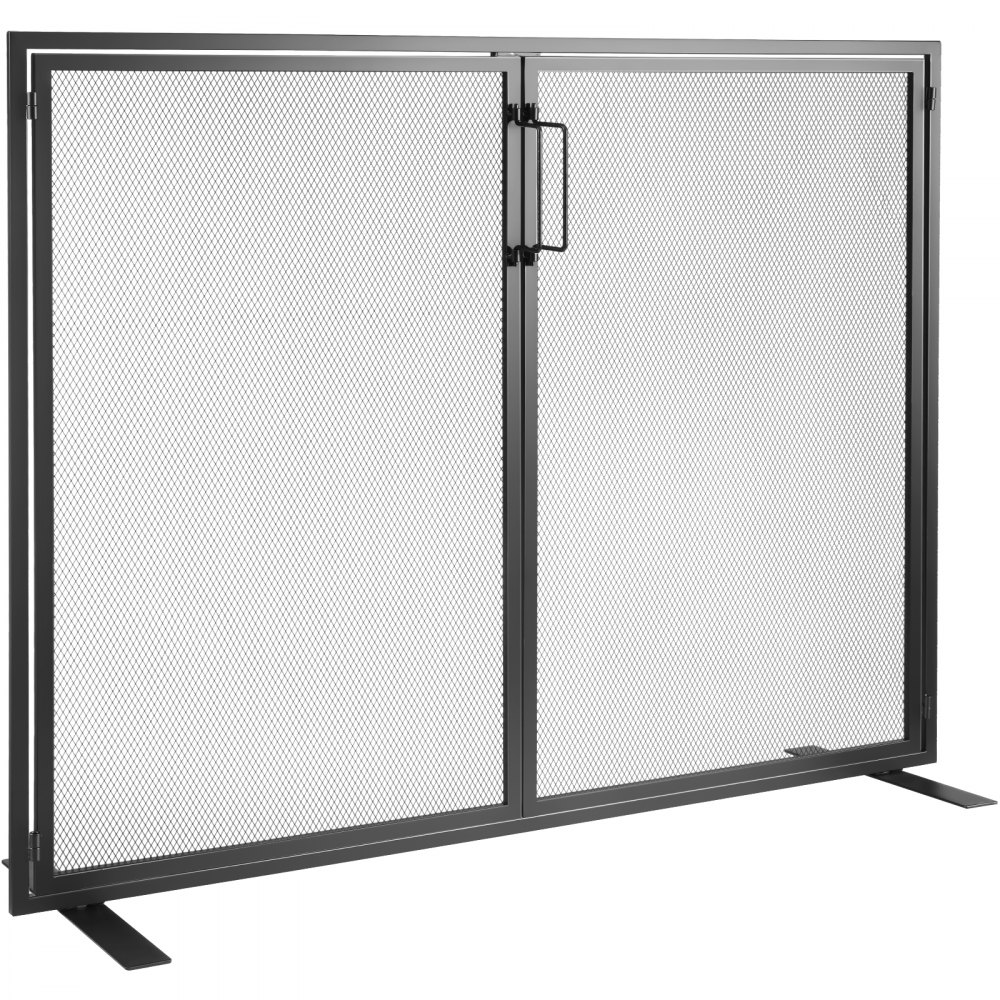 VEVOR Fireplace Screen 1 Panel with Door, Sturdy Iron Mesh Fireplace Screen, 38.98"(L) x30.7"(H) Spark Guard Cover, Simple Installation, Free Standing Fire Fence Grate for Living Room Home Decor Moder - BLMHSJY3545I44JO4V0