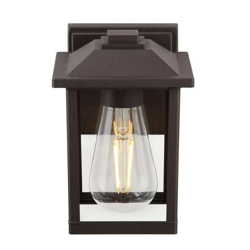 MARCA PRIVADA SIN MARCA 1 Luz 7 in. Linterna de Pared para Exterior Clásica con Cableado en Bronce y Vidrio Claro - W2235-12