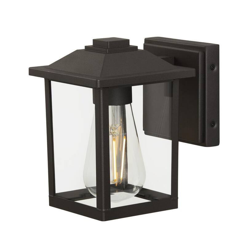 MARCA PRIVADA SIN MARCA 1 Luz 7 in. Linterna de Pared para Exterior Clásica con Cableado en Bronce y Vidrio Claro - W2235-12