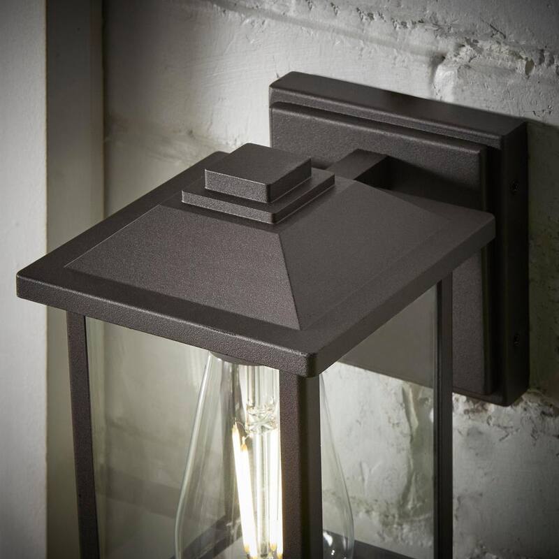 MARCA PRIVADA SIN MARCA 1 Luz 7 in. Linterna de Pared para Exterior Clásica con Cableado en Bronce y Vidrio Claro - W2235-12