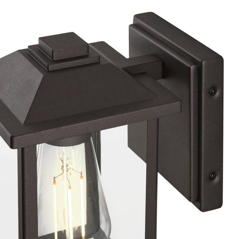 MARCA PRIVADA SIN MARCA 1 Luz 7 in. Linterna de Pared para Exterior Clásica con Cableado en Bronce y Vidrio Claro - W2235-12