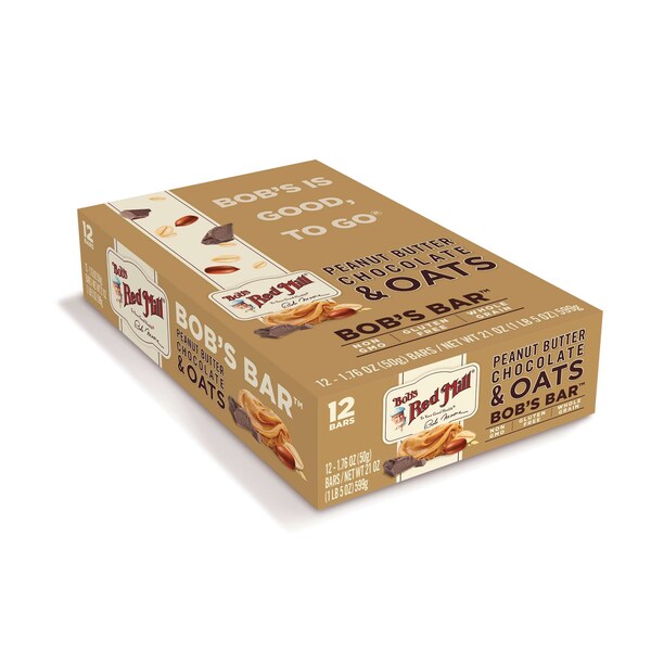 Barra de mantequilla de cacahuate, chocolate y avena de Bob's Red Mill de 1.76 oz., paquete de 144 - 7034R1212