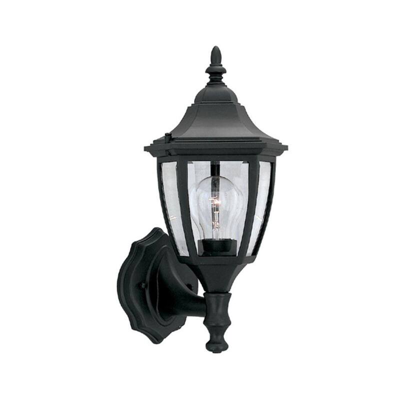 Luminaria de pared para exteriores Designers Fountain Waterbury de 14.25 pulgadas en color negro con voltaje de línea y 1 luz, sin incluir bombilla - 2462-BK.