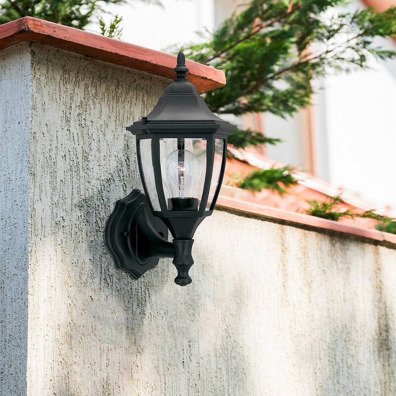 Luminaria de pared para exteriores Designers Fountain Waterbury de 14.25 pulgadas en color negro con voltaje de línea y 1 luz, sin incluir bombilla - 2462-BK.