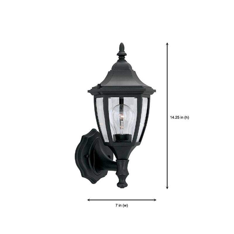 Luminaria de pared para exteriores Designers Fountain Waterbury de 14.25 pulgadas en color negro con voltaje de línea y 1 luz, sin incluir bombilla - 2462-BK.