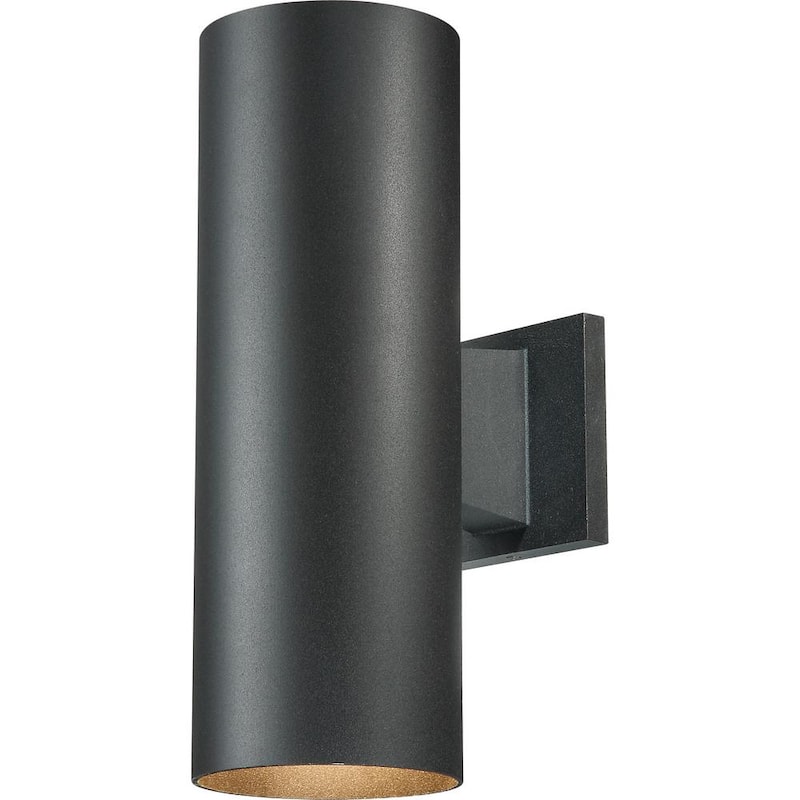 Lámpara de pared para exteriores tipo linterna con montaje en cilindro de aluminio negro de base mediana para iluminación de volumen - 9635-5