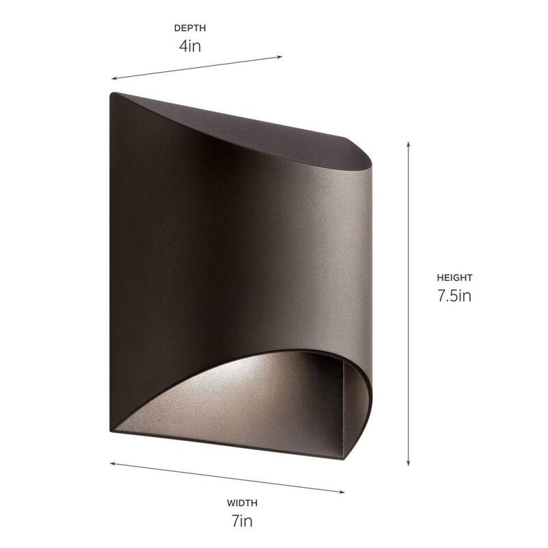 KICHLER Wesley 7.5 pulgadas 1-Luz Linterna de Pared Exterior de Bronce Arquitectónico con LEDs Integrados (Paquete de 1) - 49278AZTLED