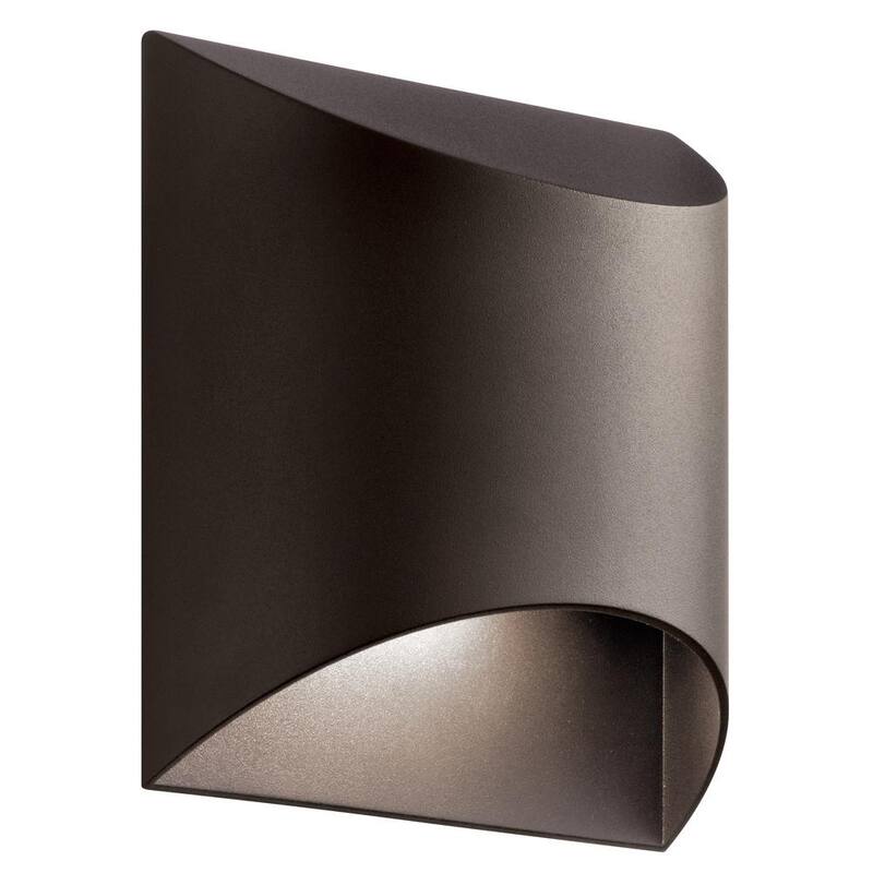 KICHLER Wesley 7.5 pulgadas 1-Luz Linterna de Pared Exterior de Bronce Arquitectónico con LEDs Integrados (Paquete de 1) - 49278AZTLED