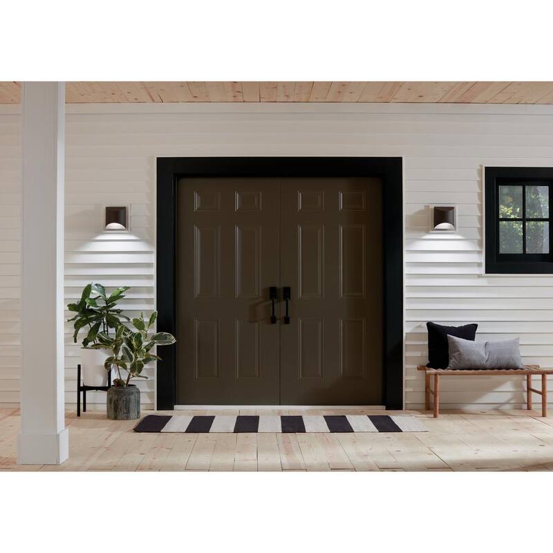 KICHLER Wesley 7.5 pulgadas 1-Luz Linterna de Pared Exterior de Bronce Arquitectónico con LEDs Integrados (Paquete de 1) - 49278AZTLED