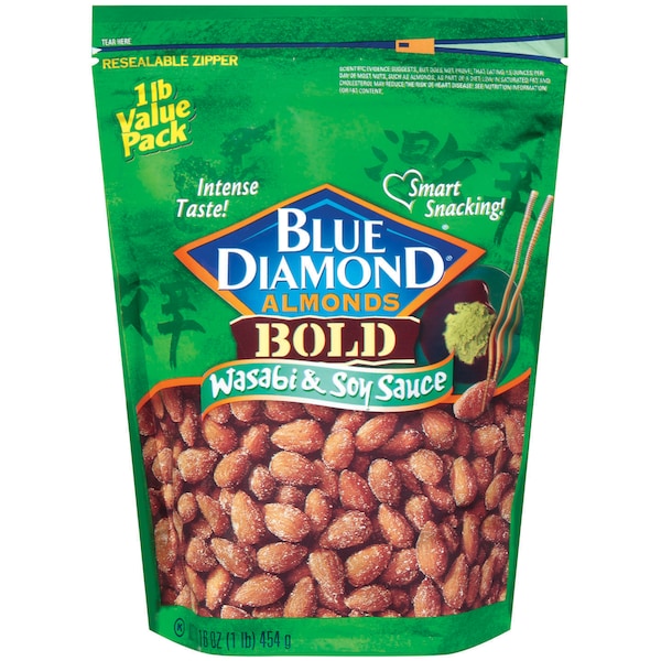 Almendras Blue Diamond Wasabi y Salsa de Soya 16 oz. en Paquete de 6 - 05537