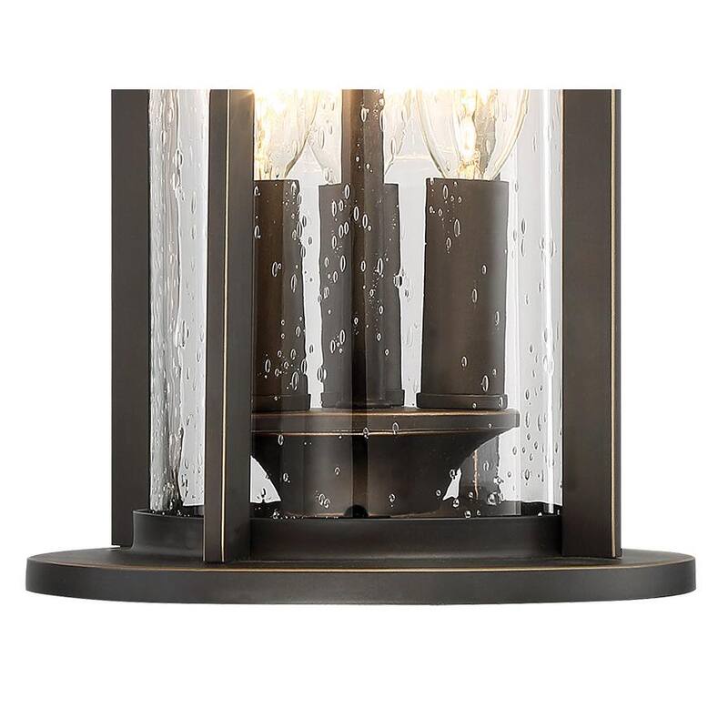 El gran exterior por Minka Lavery Highland Ridge Collection 3-Light Oil Rubbed Bronze con Gold Highlights Outdoor Wall Lantern Sconce - 72552-143C