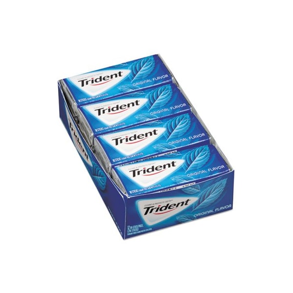 Cadbury Adams Usa Trident, CHICLE SIN AZÚCAR, MENTA ORIGINAL, 14 PALITOS/PAQUETE, 12 PAQUETES/CAJA, 12PK - 12546.