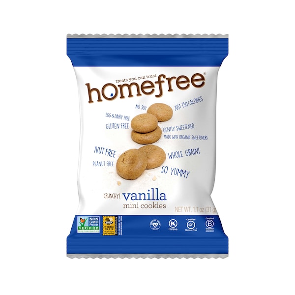 Galletas orgánicas Homefree sabor vainilla en miniatura en cajas de agarre y listas para llevar individualmente de 1.1 oz, paquete de 10 - LGFMVC10
