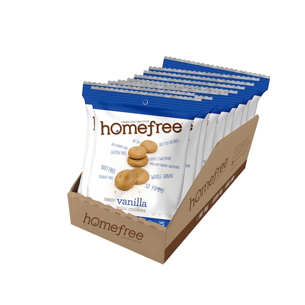 Galletas orgánicas Homefree sabor vainilla en miniatura en cajas de agarre y listas para llevar individualmente de 1.1 oz, paquete de 10 - LGFMVC10