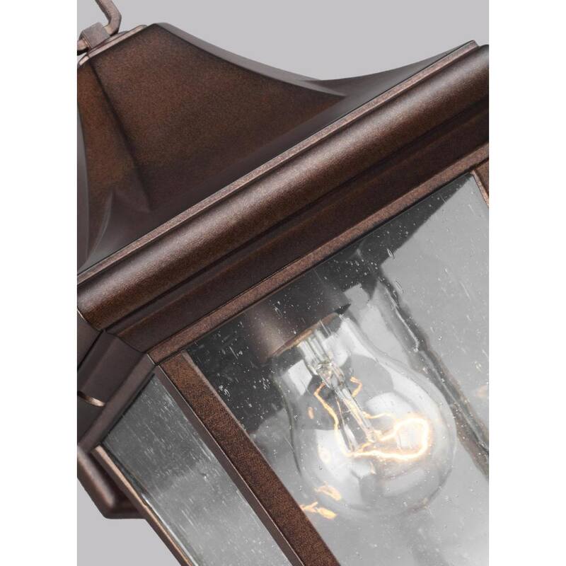 Lámpara de pared de linterna Oakmont de un solo foco en bronce patinado para exteriores de 10.75 pulgadas - OL13100PTBZ