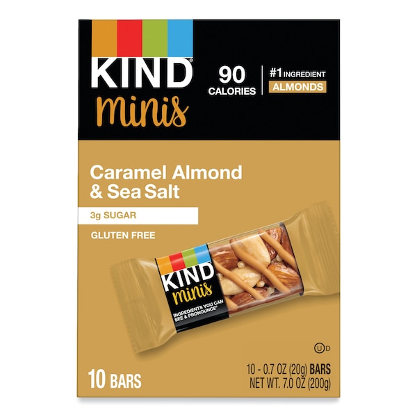 Barras pequeñas, Nueces de Almendra con Caramelo/Sal Marina, 0.7 oz, Paq. de 10 - 27960