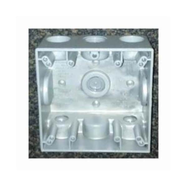 Mulberry Electrical Box, 30.5 cu in, Outlet Box Type, 2 Gangs, Aluminum, Square Shape - 30239