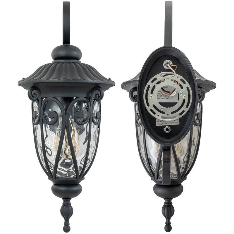 Lámpara de pared para exteriores Cattleya de aluminio negro mate con cristal de agua transparente y cableado duro de 1 luz - HCA2323-W