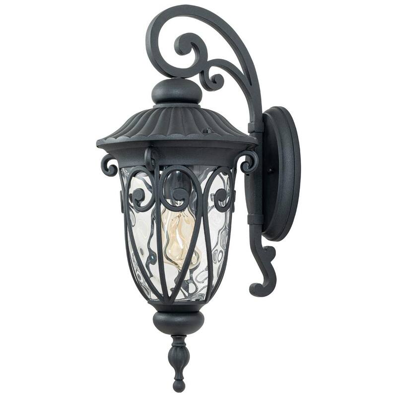 Lámpara de pared para exteriores Cattleya de aluminio negro mate con cristal de agua transparente y cableado duro de 1 luz - HCA2323-W