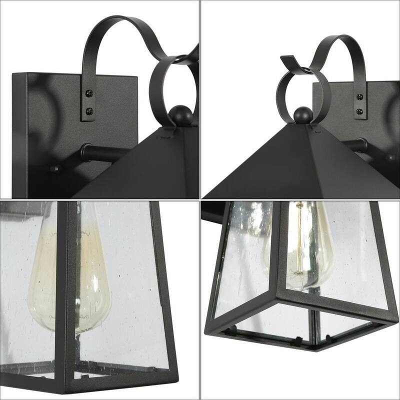 Luz de pared para exteriores de jaula negra Uolfin Farmhouse 1-Light Industrial Outdoor Wall Sconce Light con pantalla de vidrio transparente 2-Pack - 628Y7RJIBVA736D