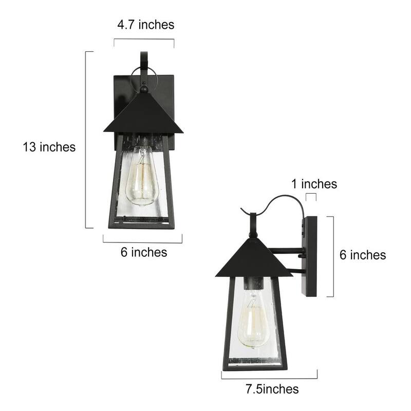 Luz de pared para exteriores de jaula negra Uolfin Farmhouse 1-Light Industrial Outdoor Wall Sconce Light con pantalla de vidrio transparente 2-Pack - 628Y7RJIBVA736D
