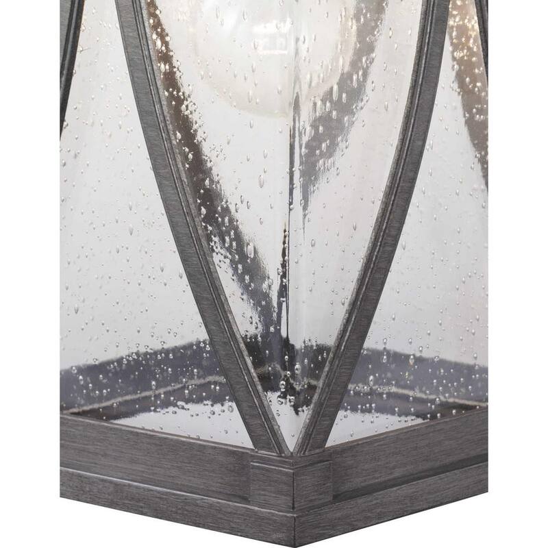 Iluminación de progreso, colección Abbott, 1 luz, antiguo peltre, vidrio sembrado claro, artesanal, lámpara de pared exterior de tamaño mediano - P560114-103