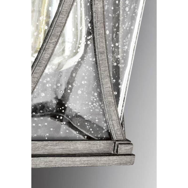 Iluminación de progreso, colección Abbott, 1 luz, antiguo peltre, vidrio sembrado claro, artesanal, lámpara de pared exterior de tamaño mediano - P560114-103
