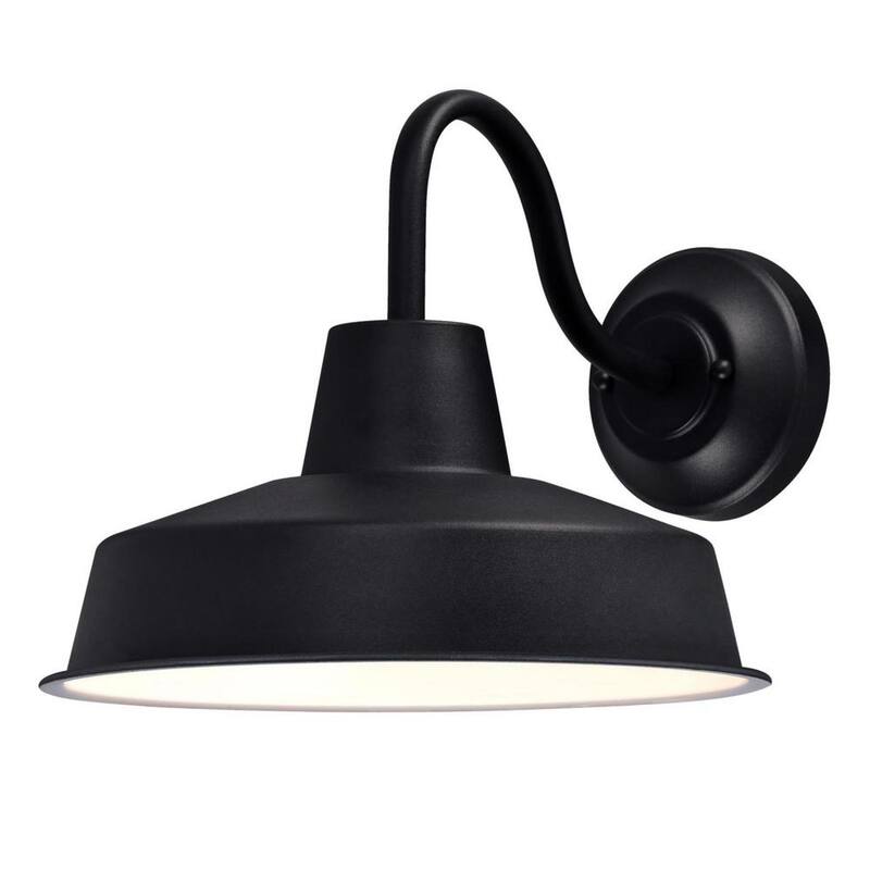 Luz de granero exterior Westinghouse Academy 1-Light Textured Black Dimmable LED Sconce con jaula removible de níquel brillante, amigable con el cielo oscuro - 6131300