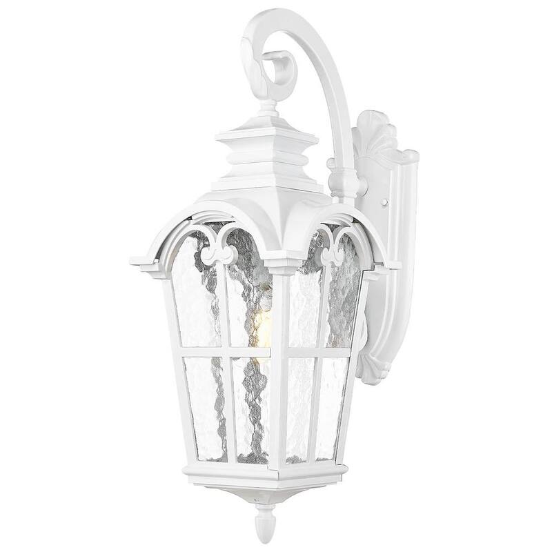 Luz de pared exterior grande de 25 pulgadas en color blanco resistente a la intemperie de JAZAVA con cableado duro y sin bombillas incluidas - HDWE215BM WHDM