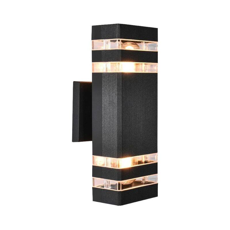Lámpara de pared para exteriores RRTYO 2-Light negra rectangular, moderna y a prueba de agua - 81010000032838