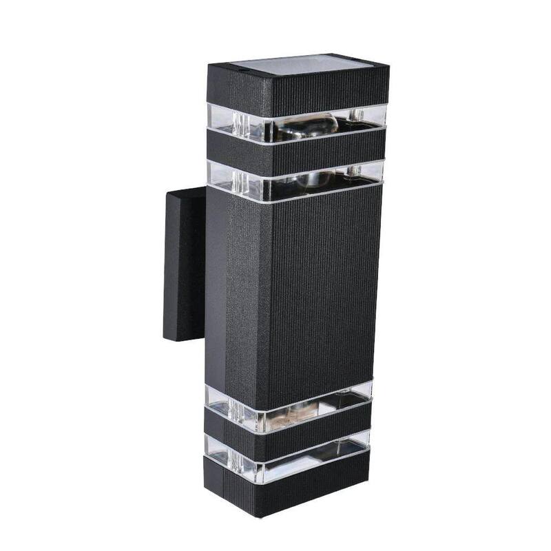 Lámpara de pared para exteriores RRTYO 2-Light negra rectangular, moderna y a prueba de agua - 81010000032838
