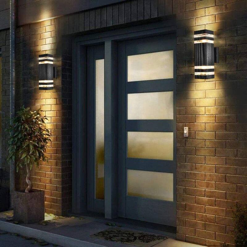 Lámpara de pared para exteriores RRTYO 2-Light negra rectangular, moderna y a prueba de agua - 81010000032838