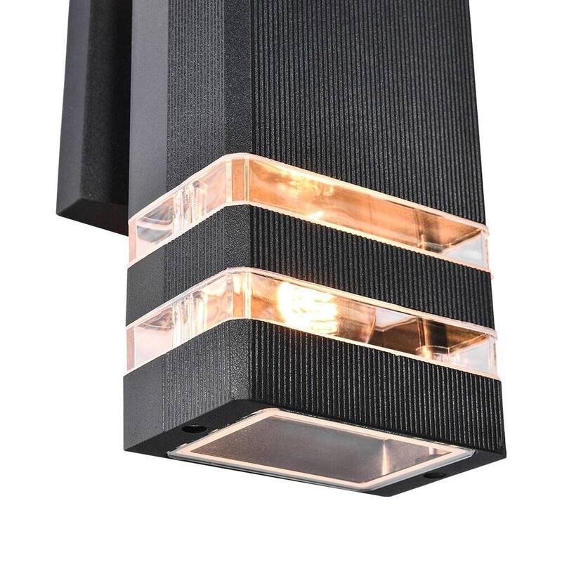 Lámpara de pared para exteriores RRTYO 2-Light negra rectangular, moderna y a prueba de agua - 81010000032838