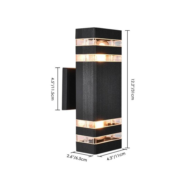 Lámpara de pared para exteriores RRTYO 2-Light negra rectangular, moderna y a prueba de agua - 81010000032838