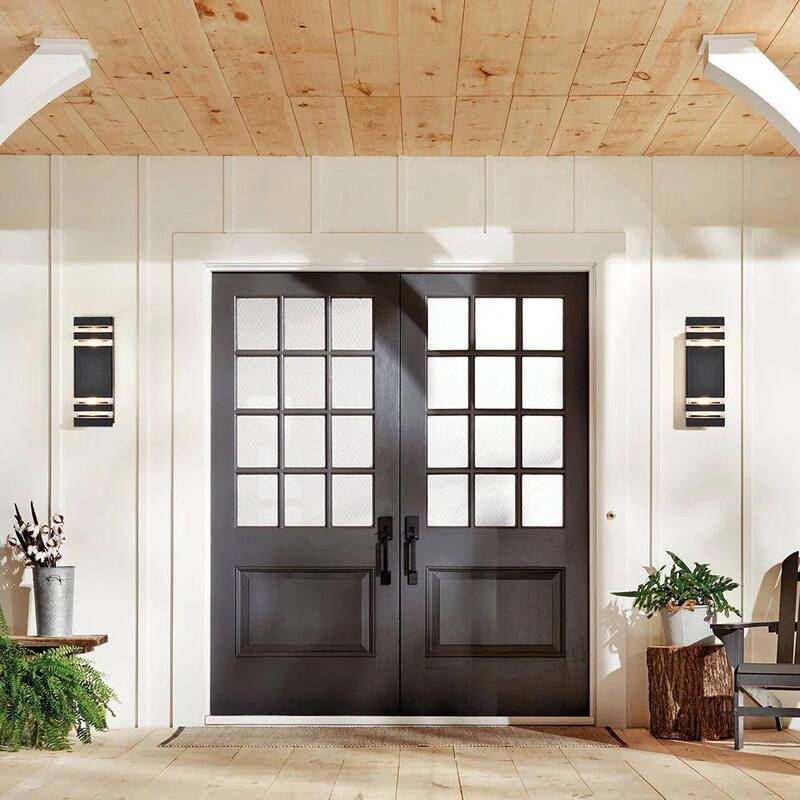 Lámpara de pared para exteriores RRTYO 2-Light negra rectangular, moderna y a prueba de agua - 81010000032838
