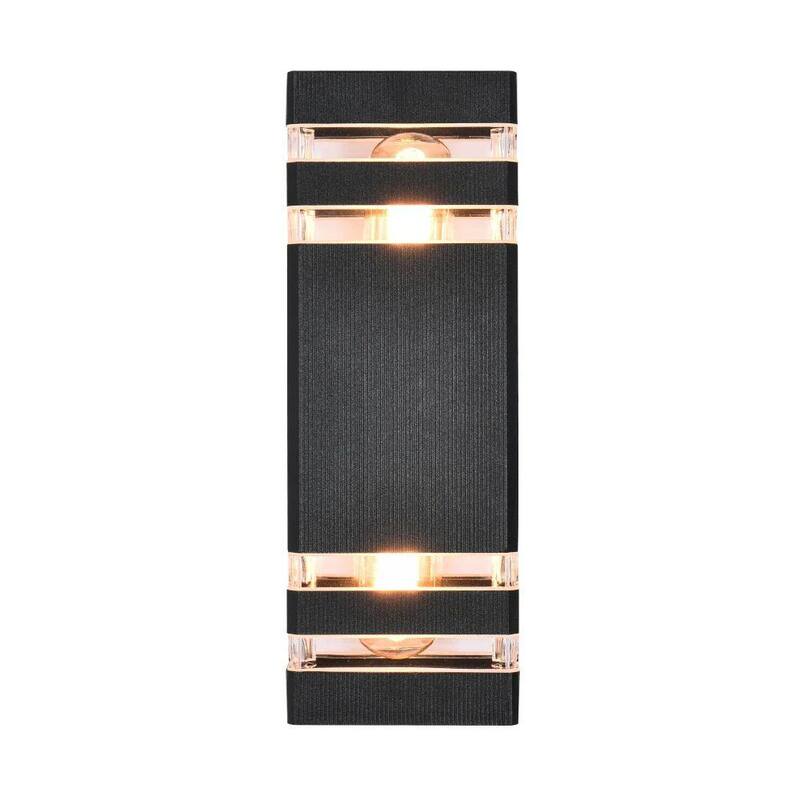 Lámpara de pared para exteriores RRTYO 2-Light negra rectangular, moderna y a prueba de agua - 81010000032838