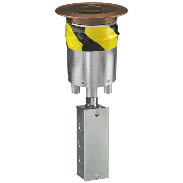Hubbell Wiring Device-Kellems Recessed 4" Series, (1) S1R4PTFIT fitting, (1) S1R4CVRBRZ Bronze Plated Recessed Cover, (1) S1R4SPQUAD Sub Plate, (1) S1FRPTJB Hubbell Junction Box - S1R4PTQUADBRZ
