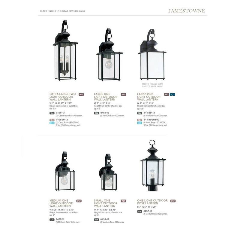Lámpara de pared con 2 luces negras para exteriores Generation Lighting Jamestown de 20.25 pulgadas con bombilla LED candelabro regulable - 8468EN-12